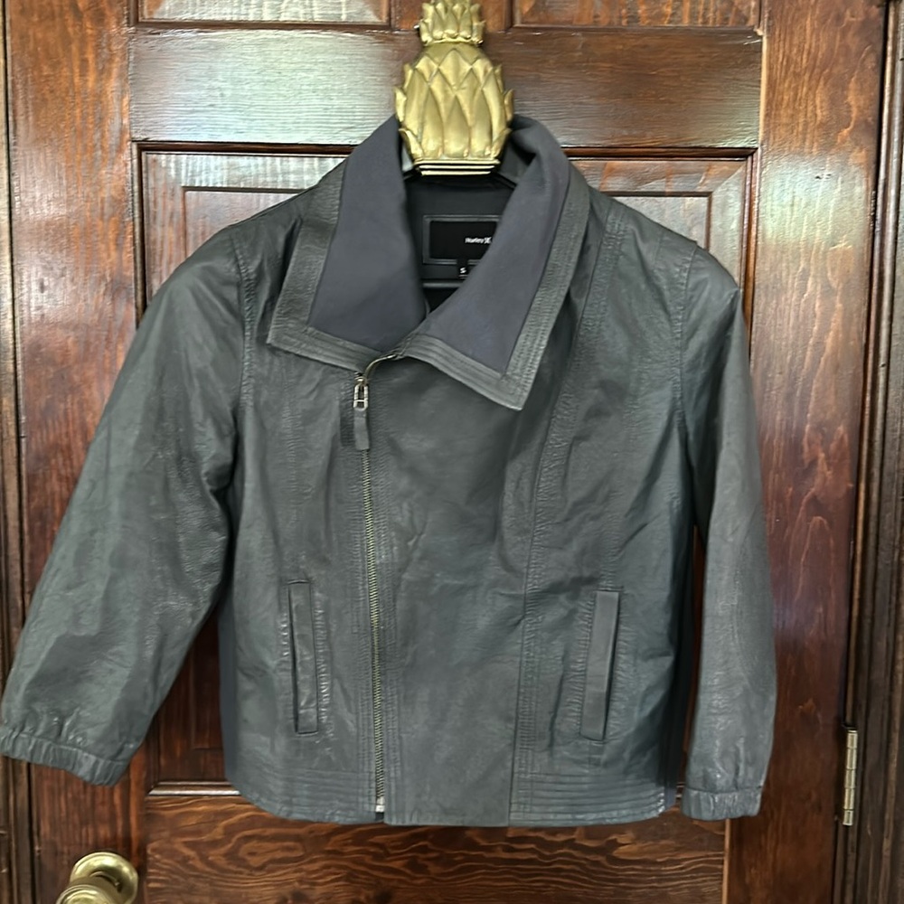 Hurley ,Leather bomber jacket in Steel Gray , S